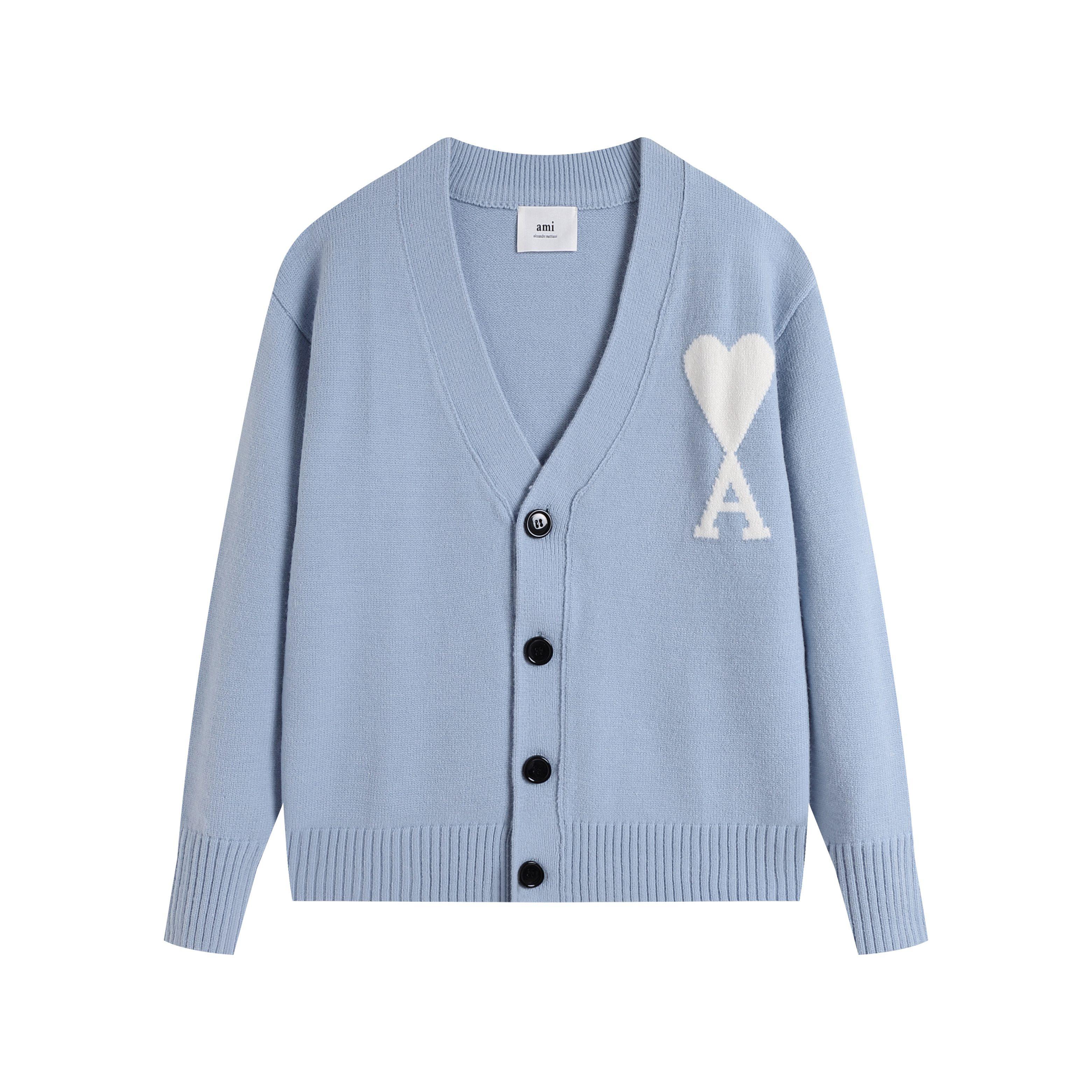 AMI 2025 Klassiek Gebreid Wollen Vest met Geborduurd Wit Hart voor Koppels S