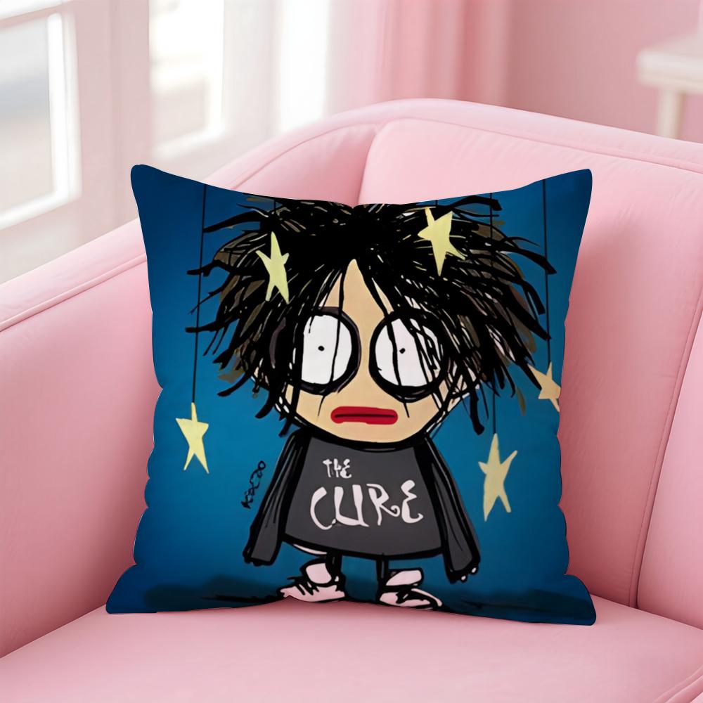 British Postpunk Rock Band TThe Cure Cushion Cover Pillow Case Soft Skin Friendly Fabric  Concealed Zipper