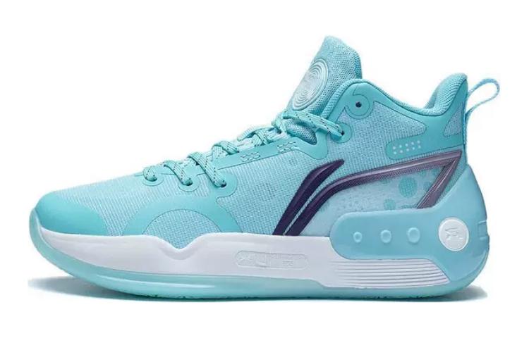 Li Ning YOUNG Slip Resistant Cushioning Abrasion Resistant Rebound Mid top Basketball Shoes Ice Refreshing Blue YKBS100-3 41