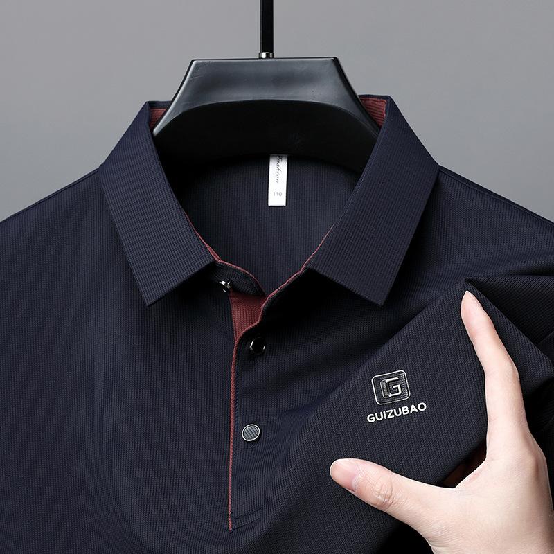 Short-sleeved T-shirt for Men, Summer New Style T-shirt Shirt, Plain-color Business Collar Half-sleeve Top