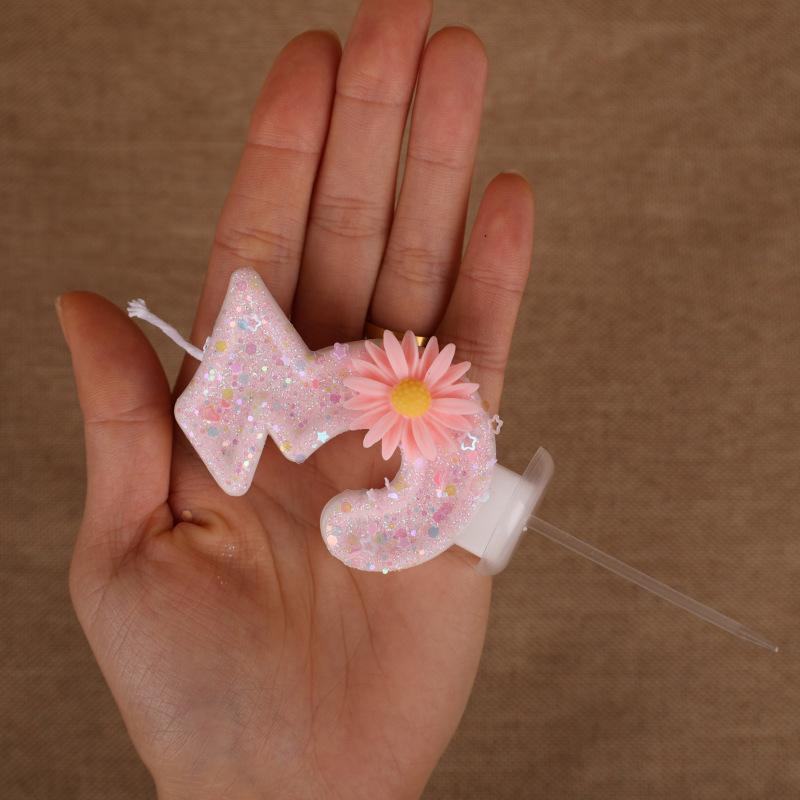 Creative Pink Sunflower Number Birthday Candle Cake Decoration 0-9 Number Candle