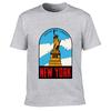 Statue Of Liberty New York Clouds Skyline Art Loose Vintage Distressed Washed Casual Tee
