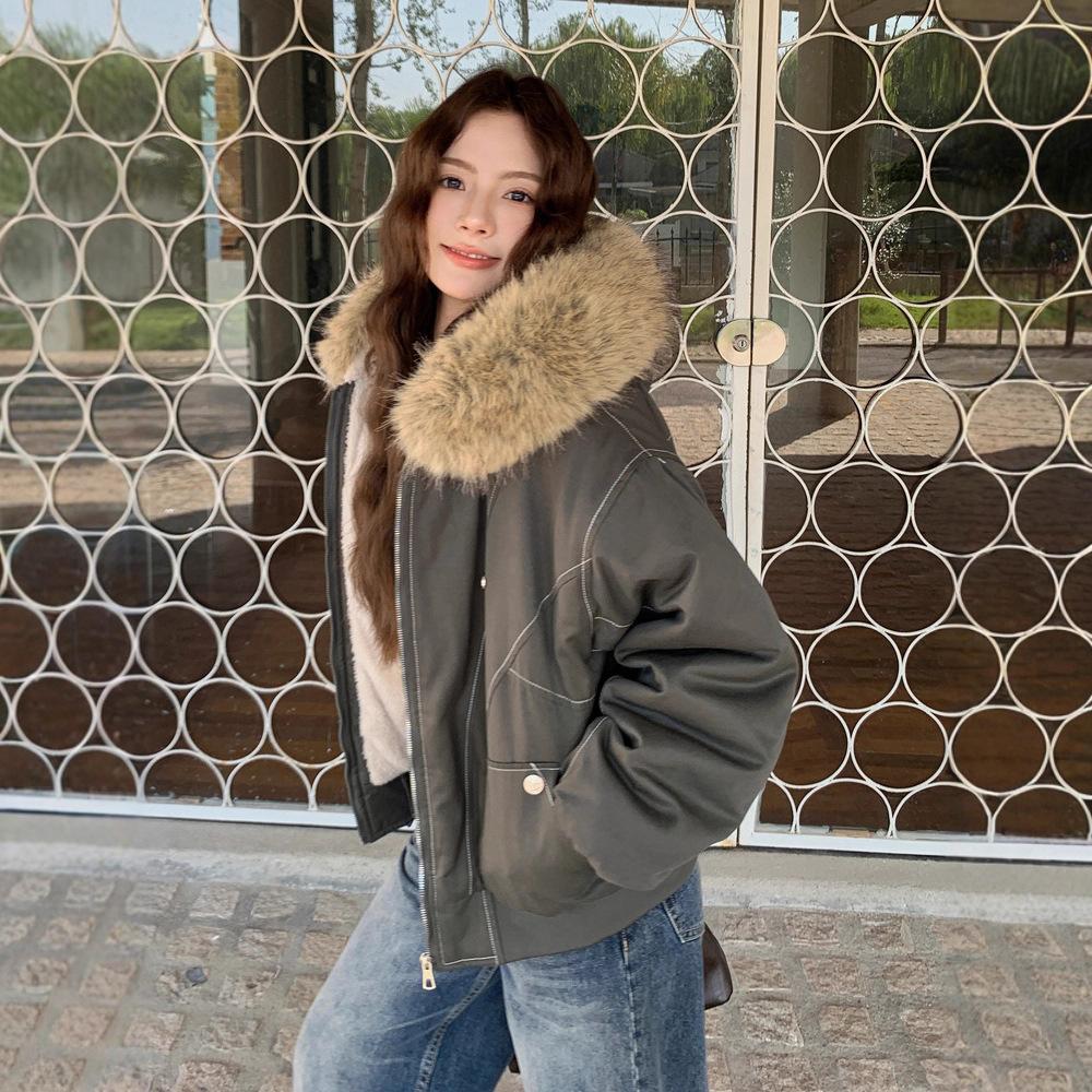 Fur Collar Down Cotton Clothes Women's New Loose and Thickened Winter Warm Cotton-padded Coat