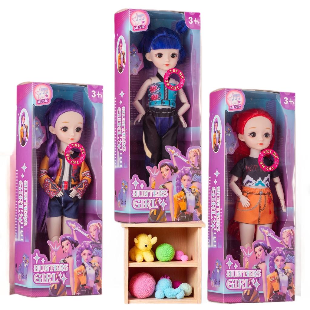 K-POP Devil Hunter Girl 12-inch Articulated Vinyl Figure with Sound and LED Lighting, Children's Poseable Action Toy