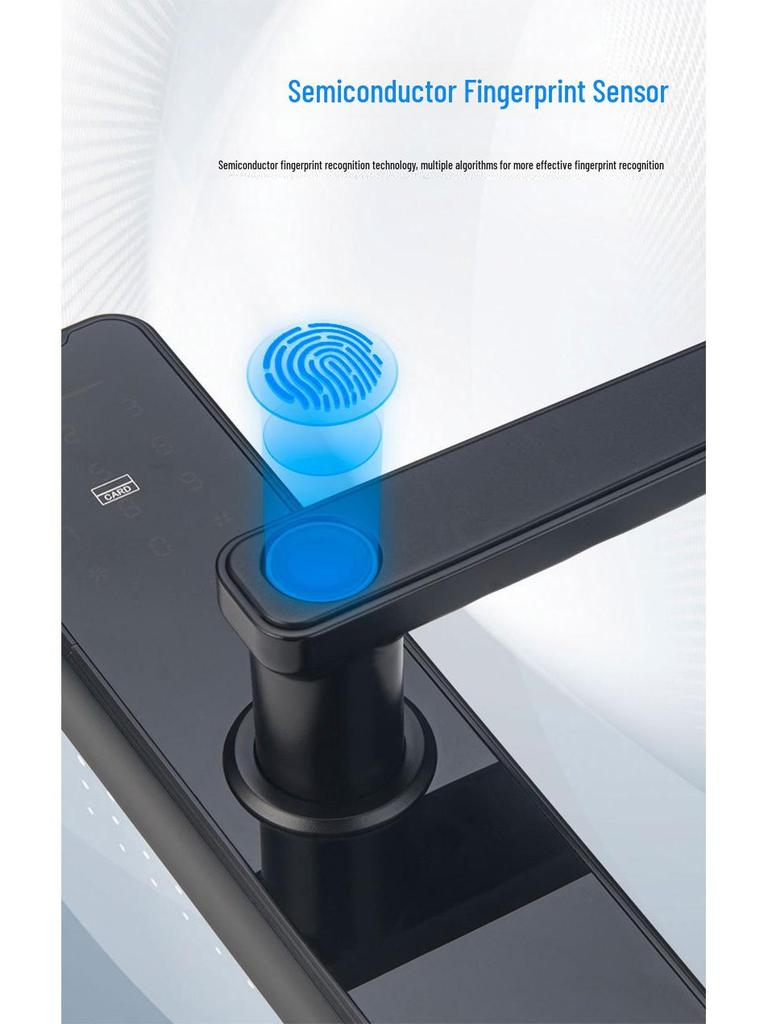 Smart Stöldskydd Fingeravtrycks- och Lösenordsdörrlås, för Hushåll, Hotell, Lägenhet, Innerdörrar - One-Grip Öppningsteknik.