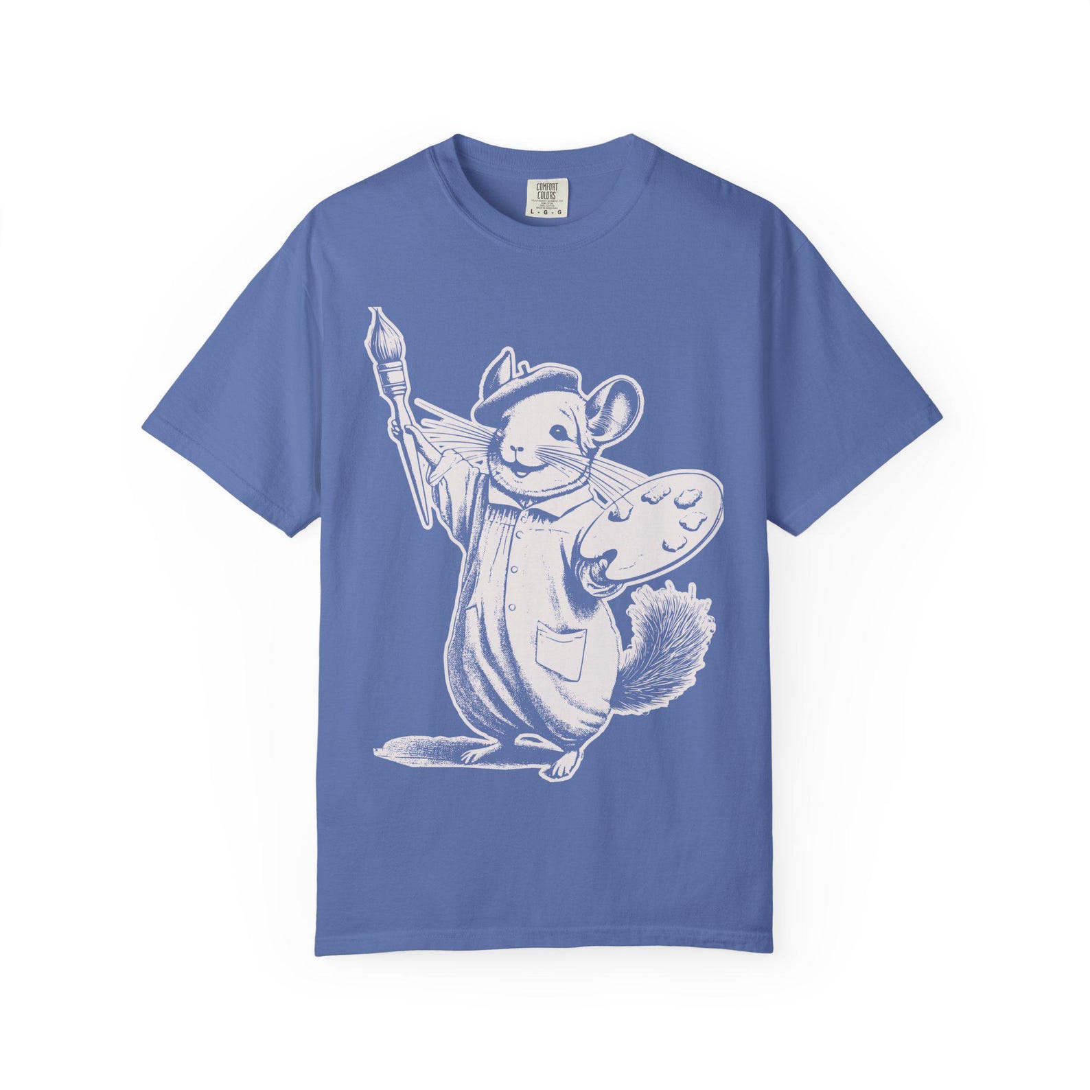 Chinchilla Line Art T-Shirt: Garment-Dyed Cotton, Unique Artist Gift S