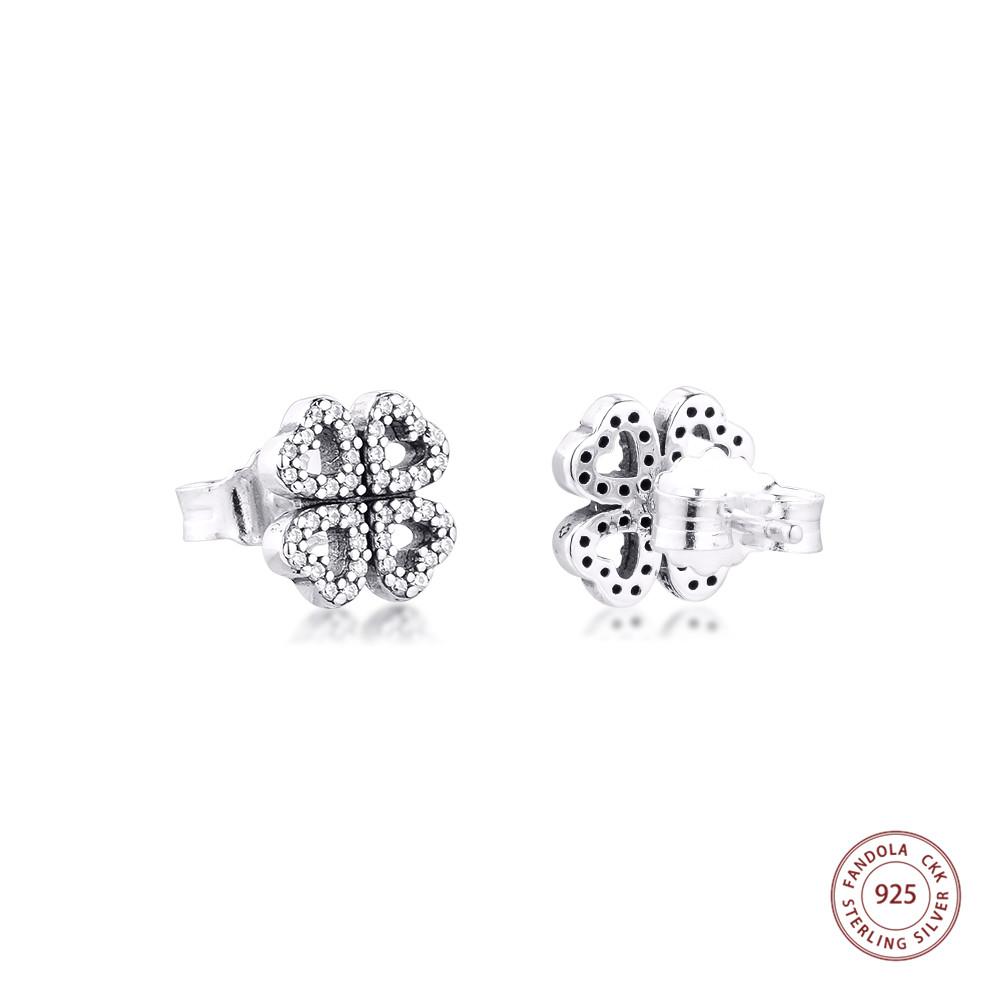 

Серьги из стерлингового серебра 925 пробы, женские серьги-гвоздики с прозрачными фианитами и лепестками любви, модные украшения