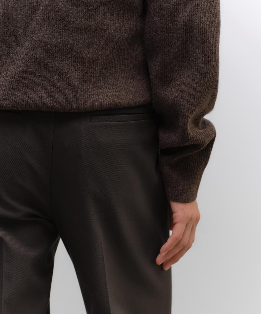 MUSINSA STANDARD Whipcord Straight Hidden Banding Slacks [Dark Brown]