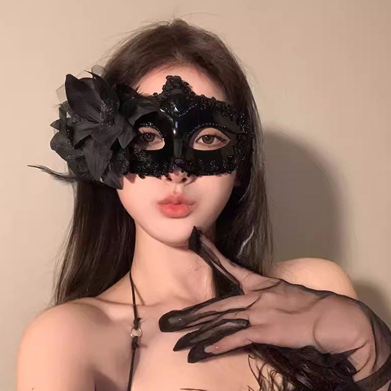 Halloweenská maska ​​Maska na půl obličeje Cos Dragon God Divoký Tiger Night Fork Tengu Man Wolf Mask Performance Skull Masks