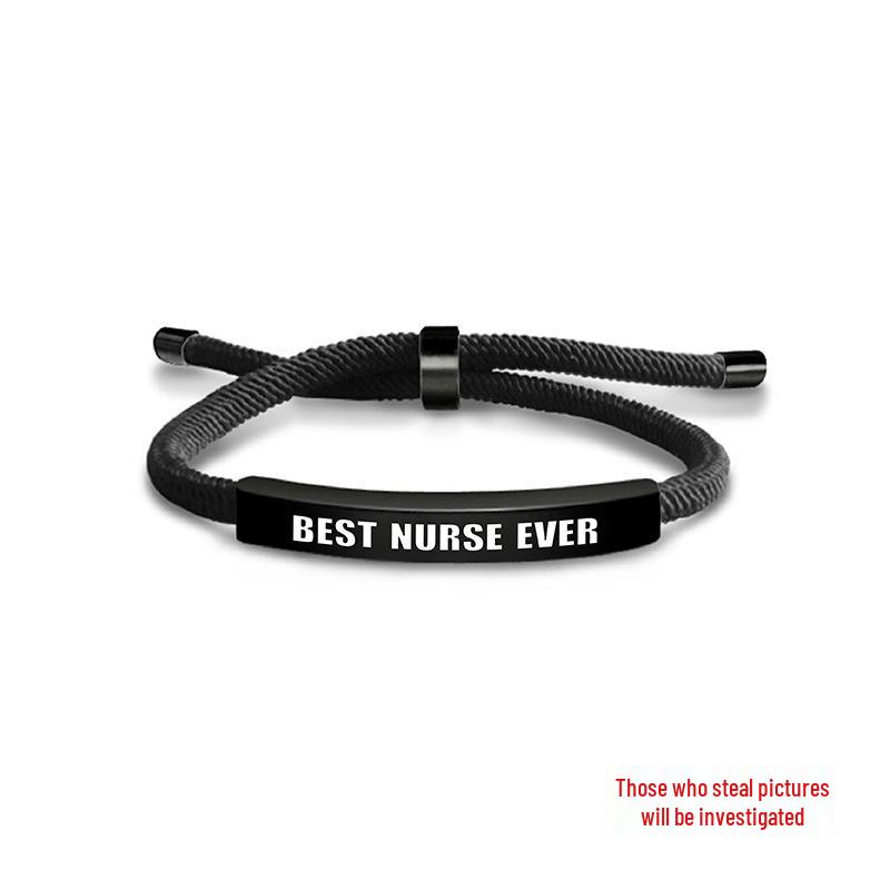 Multi-Color Engraved Stainless Steel Rope Bracelet: Nurse's Day Commemorative Christmas Gift