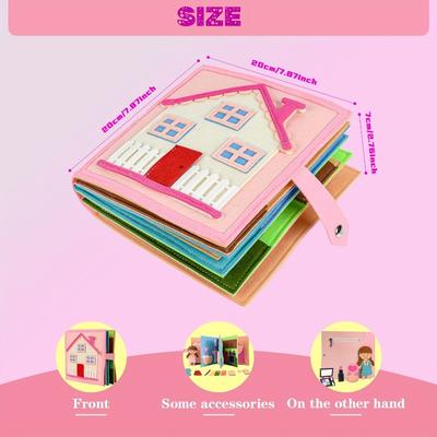 Children Busy Board Intelligence Learning Toy Set Pink House Edition Preschool Learning Activities Including Life Skills