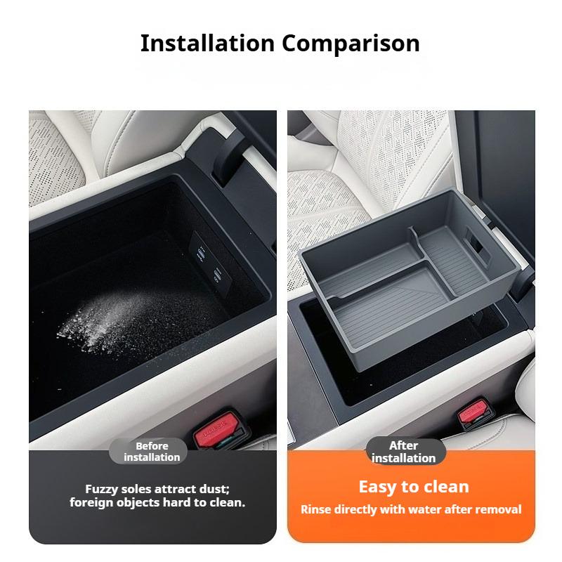 For ZEEKR 7X 2026 Car Central Control Storage Box Silicone Armrest Compartment Storage Box Auto Interior Decoratives Accessories