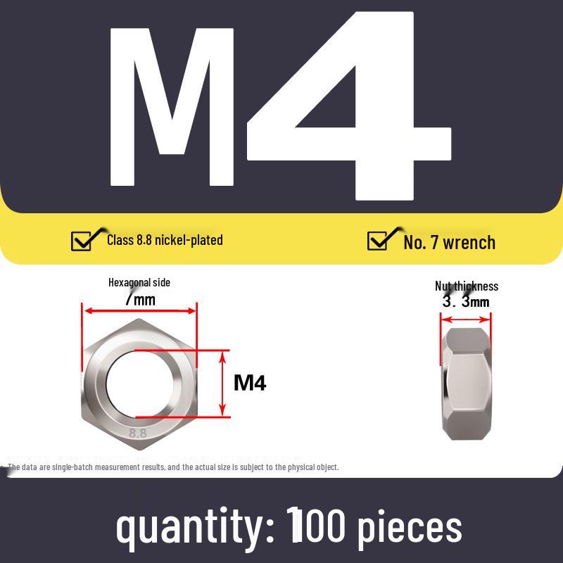 High-Strength Nickel-Plated Hex Nut Collection: Grade 8.8 Cap & Bolt Nuts M3-M12
