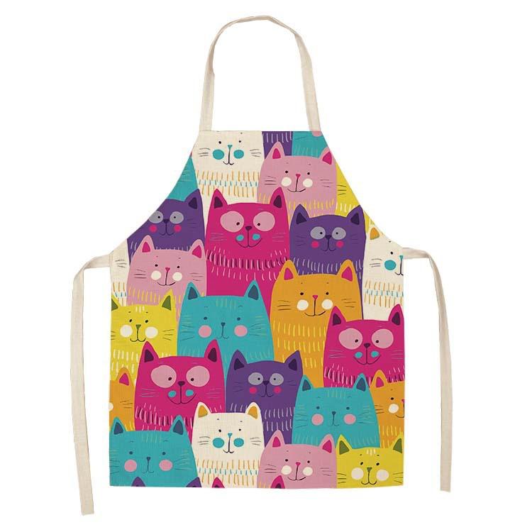Nordic Cat Linen-Like Sleeveless Kitchen Apron