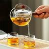 360° Rotating Handle High-Temperature Resistant Borosilicate Glass Tea Pot Set for Small Green Tangerine Tea.