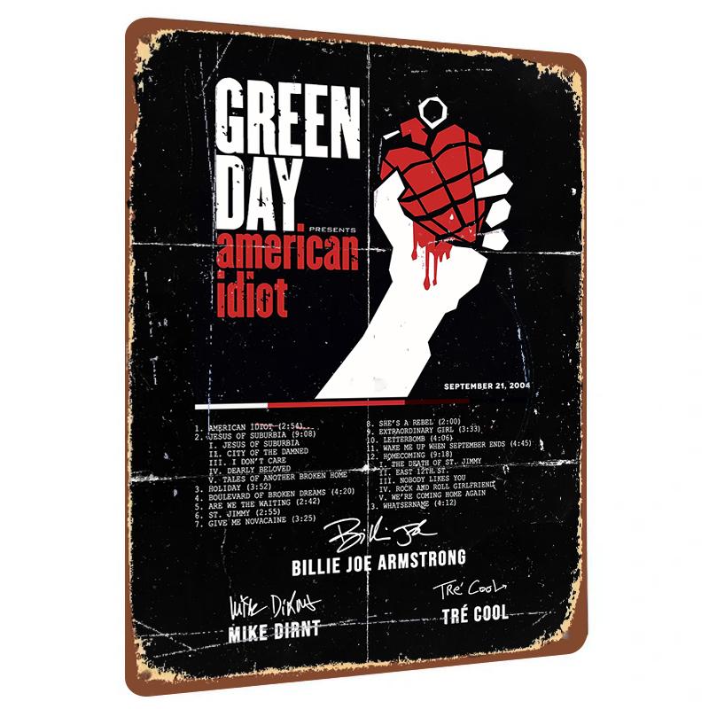 

Green Day American Idiot Album Cover Custom Metal Tin Sign Wall Art Decor for Music Fans 20x30cm（7.8x11.8inch）