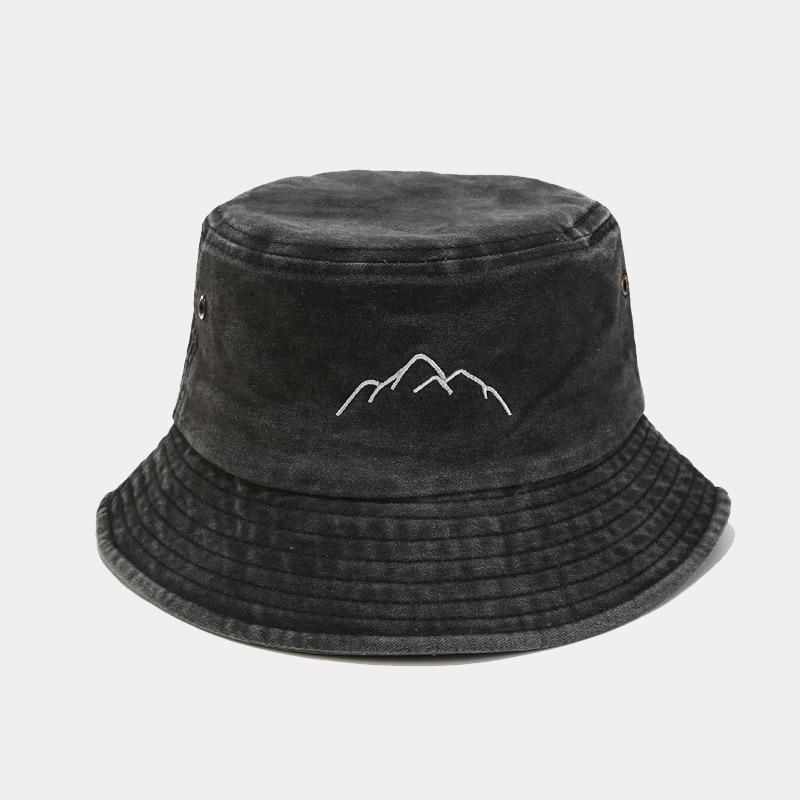 European and American Washed Old Mountain Embroidery Fisherman Hat Retro Men and Women Outdoor Sports Mountaineering Fishing Hat
