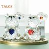Figura de oso transparente, regalo de San Valentín, adorno de oso de cristal sintético con texto "Te amo", estatua de oso coleccionable de mesa para regalo de boda, fiesta de cumpleaños