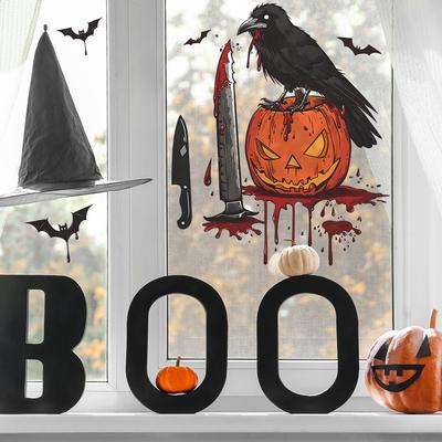 Halloween Crow Pumpkin Blood Print Bedroom Living Room Home Decoration Wall Stickers Self-adhesive
