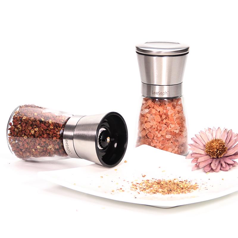 Mlýnek na sůl Sada 2 nerezových mlýnků na pepř a mlýnku na sůl s nastavitelným keramickým rotorem