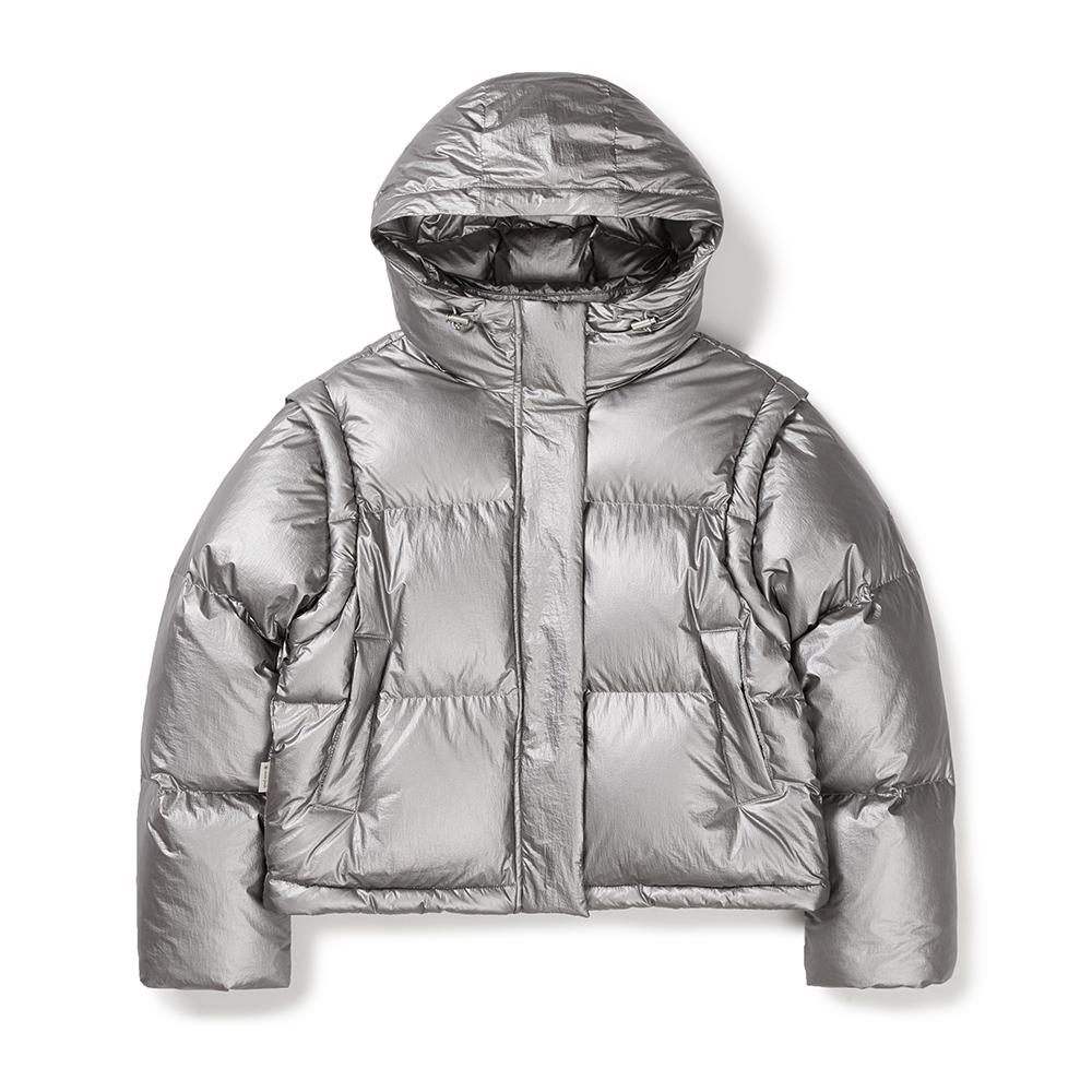 SNOWPEAK Glossy Women's Hood Detachable Puffer Down Jacket Silver (S24WWTDJ23)