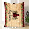 Christmas Buffalo Plaid Tree Wooden SignBlanket Flannel Throw Blanket for Sofa, Bed, Travel, Camping, Office, Couch, Chair, And Bed Gift for