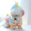 Warm Pet Dinosaur Costume Colorful Style Flannel Dog Hoodie  Outdoor Activities