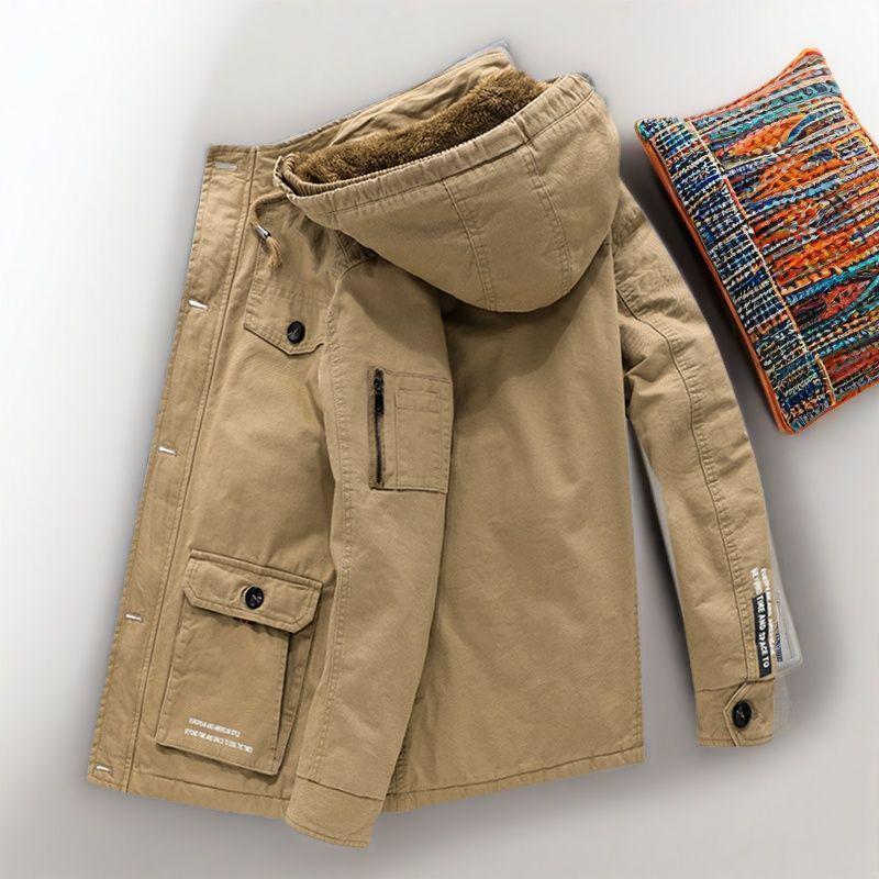 

Мужская зимняя хлопковая куртка на флисовой подкладке, утолщенное пальто средней длины для возраста 40-65 лет 5XL for 184-196 lbs