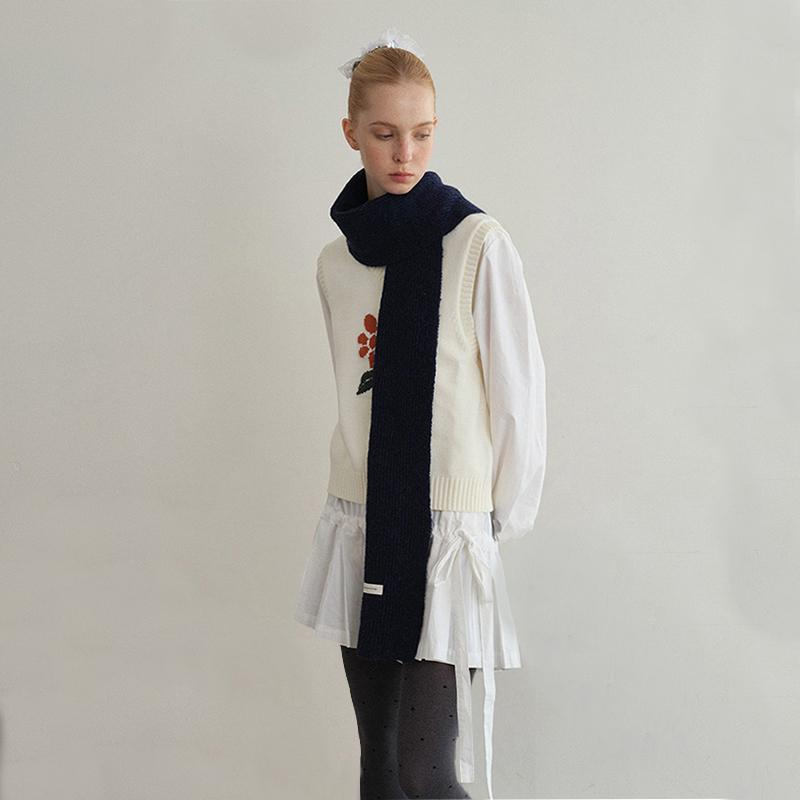 Winter Knitted Wool Scarf For Women Warm Shawls Wrap Scarves Solid Color Design Thick Soft Cashmere Pashmina Neckerchief Poncho