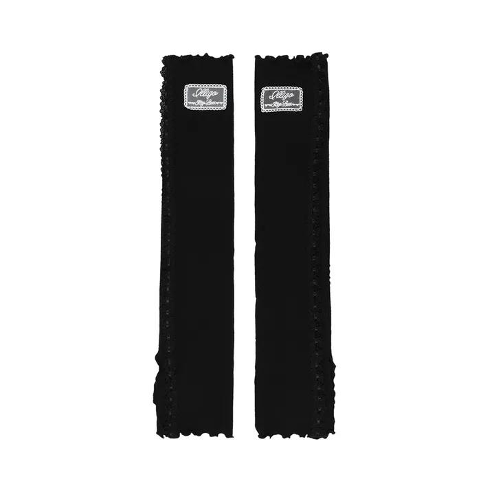 Frill Slit Leg Warmers Black