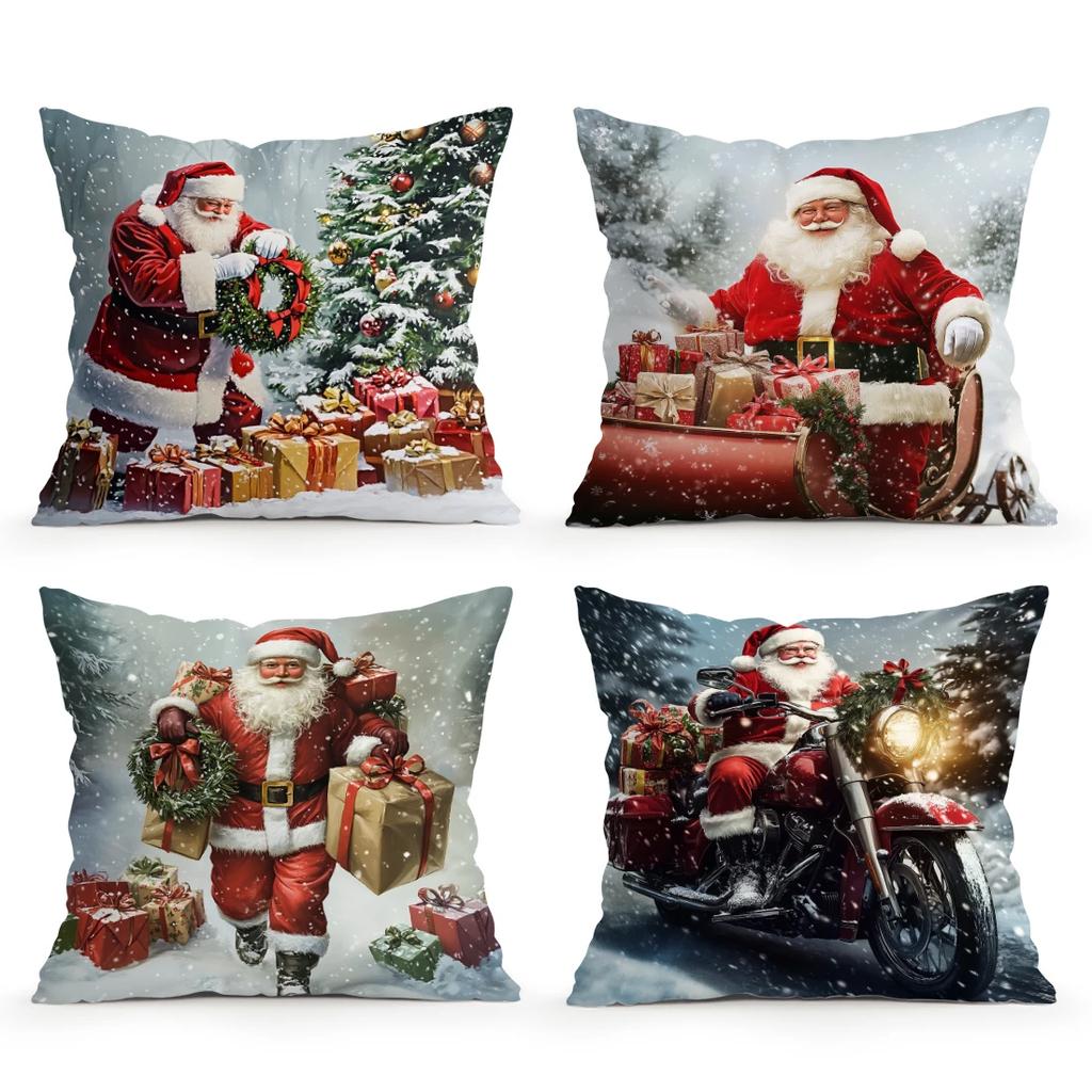 Retro Santa Claus  Gifts  Cushions Pillowcase Cushion Cover Throw Pillow Sofa Decoration Pillowcover Home Car Decor