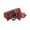 Adult Sequins Belt for Disco Party Waist Belt Rhinestones Skull Buckle Thin Waist Belt Street Cultures Enthusiasts Belt