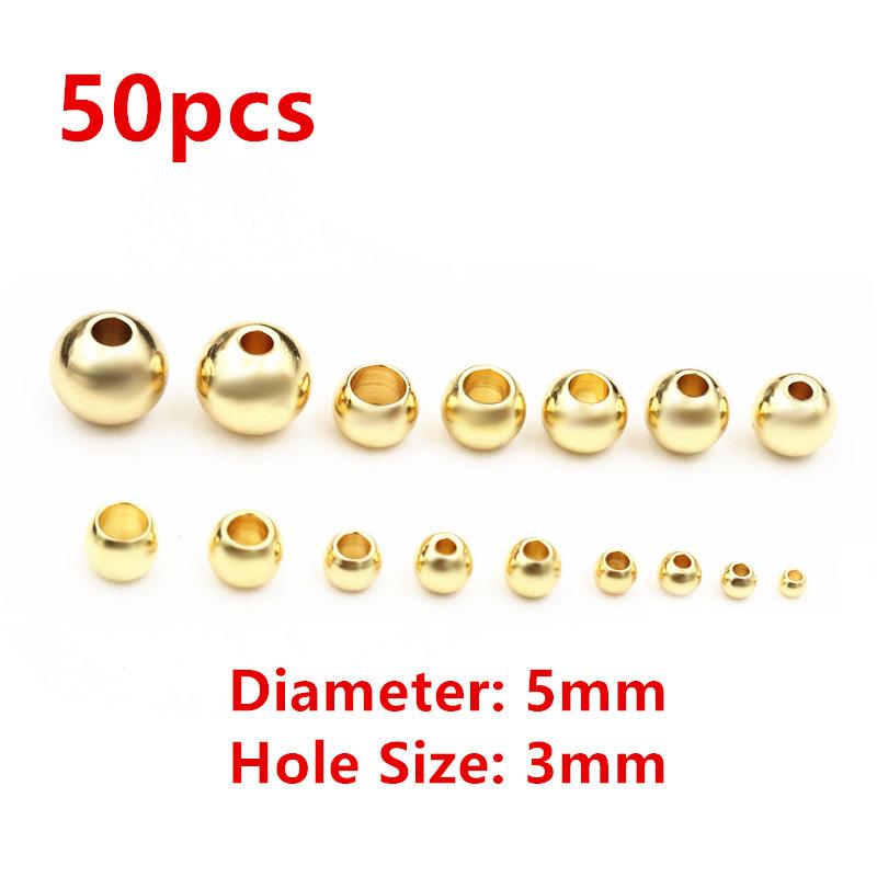 30-100pcs 2-8mm Stainless Steel Gold Color Spacer Beads Charm Loose Bead DIY Bracelets Necklace Beads for Jewelry Making Charms