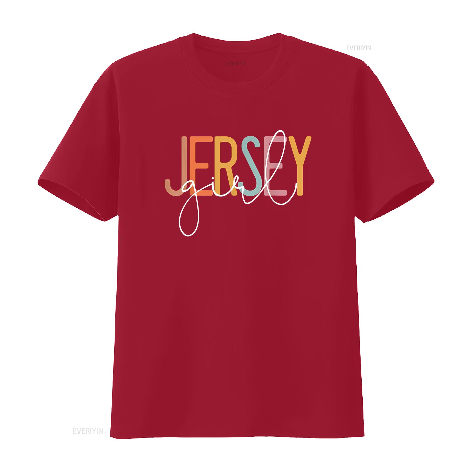 

Jersey Girl Proud New Woman T Shirt vintage Washed Breathable Top For Everyday Wear Stretched homme Stylish fashion S