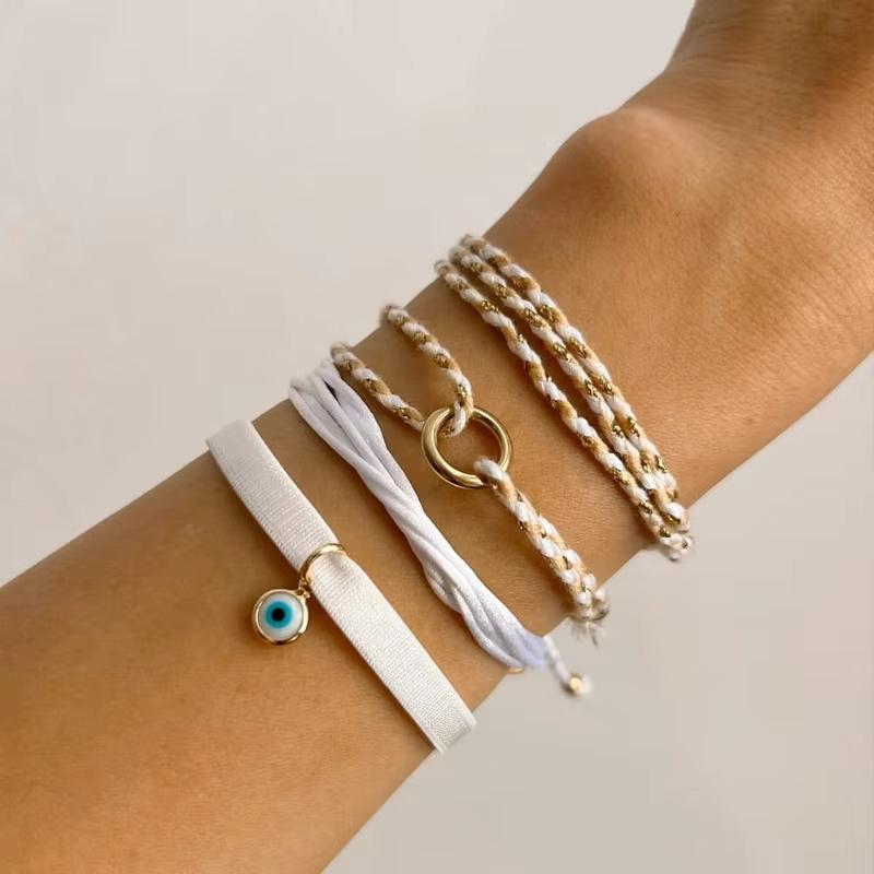New Design Fashion Stainless Steel 18K Gold Plated Colorful Braided Rope String Bracelet