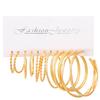 XP17 Women's Retro Geometric Butterfly Pearl Hoop Earrings Set
