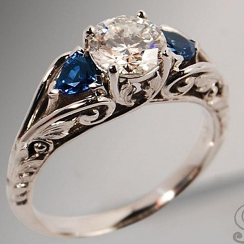 Popular Crystal Zirconia Heart Gem Engagement Ring Size 9