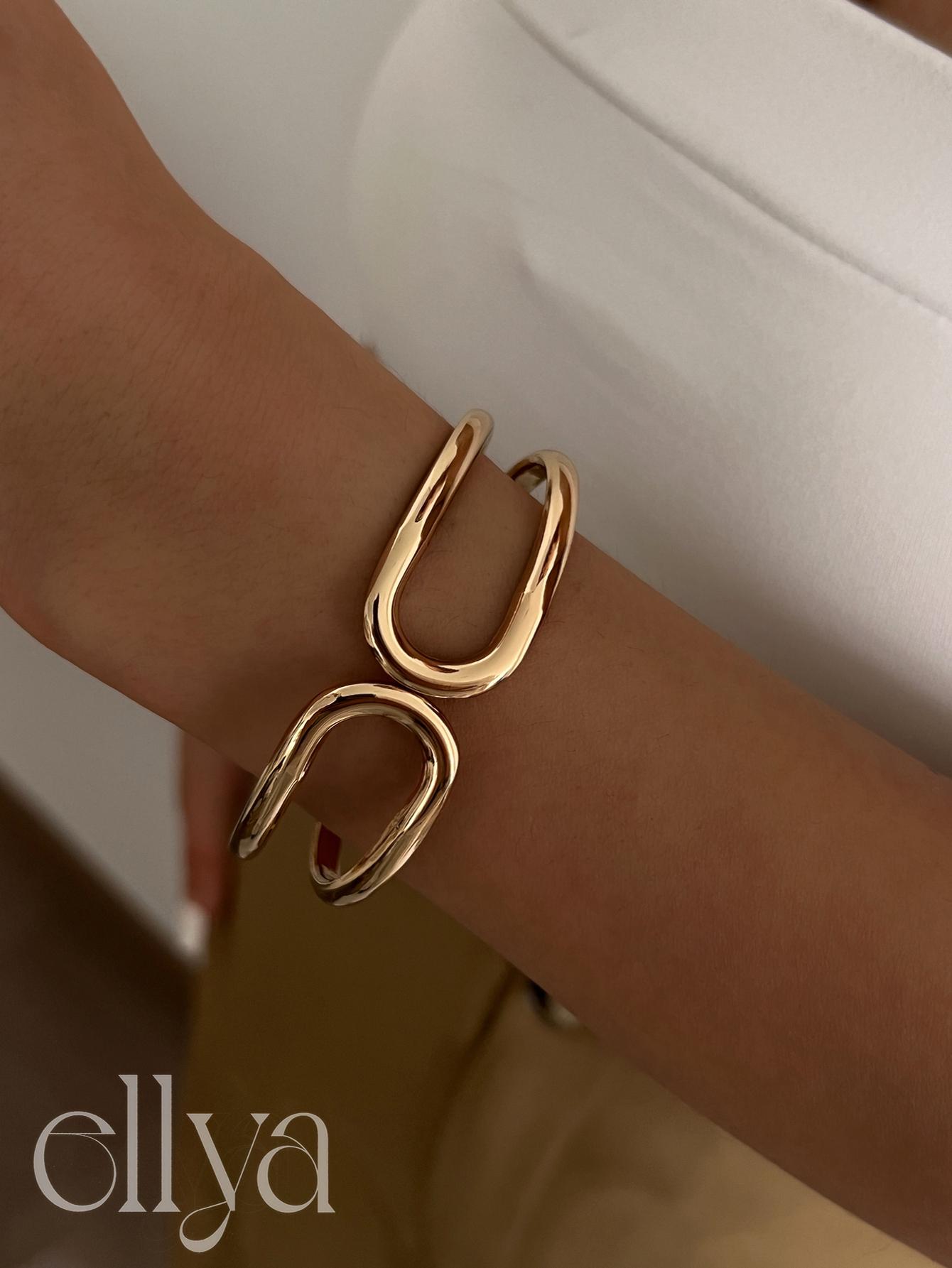 Salircon Geometric Irregular Heavy Metal Wide Bracelet for Women Trendy Vintage Gold Color Open Spring Bangle Steampunk Jewelry