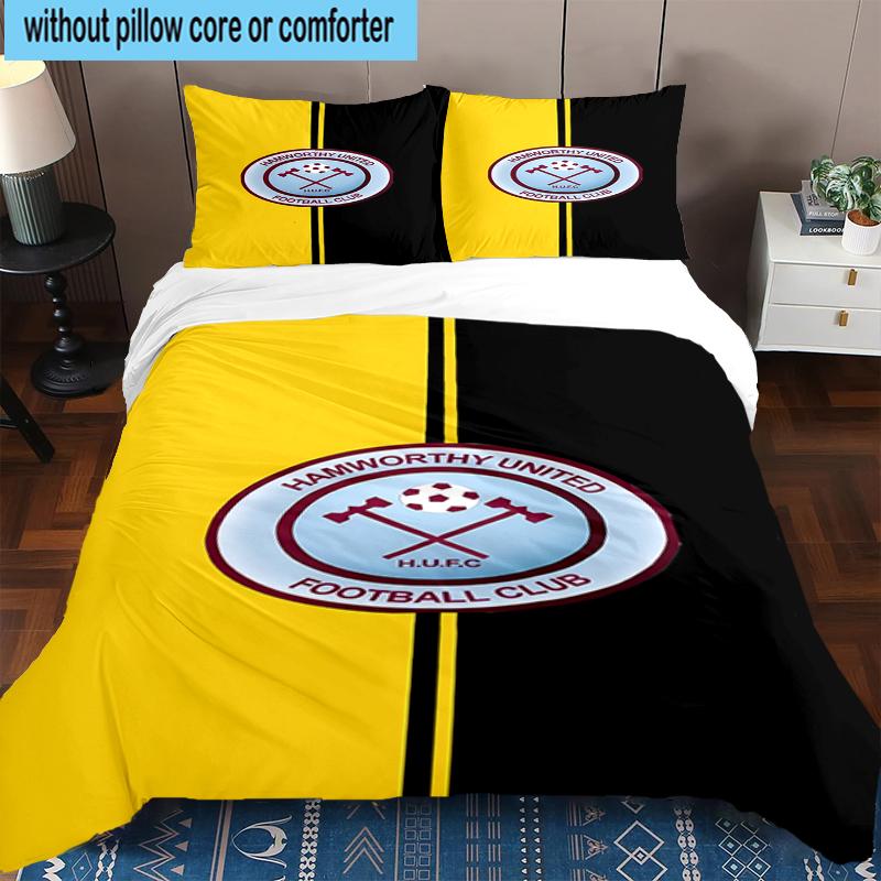 3PCS Football Club Ham-worthy Homes Bedding Set,Including 1pc Duvet Cover And 2pcs Pillowcases Perfect for Bedroom, Dormitory, Fan Christmas Gift