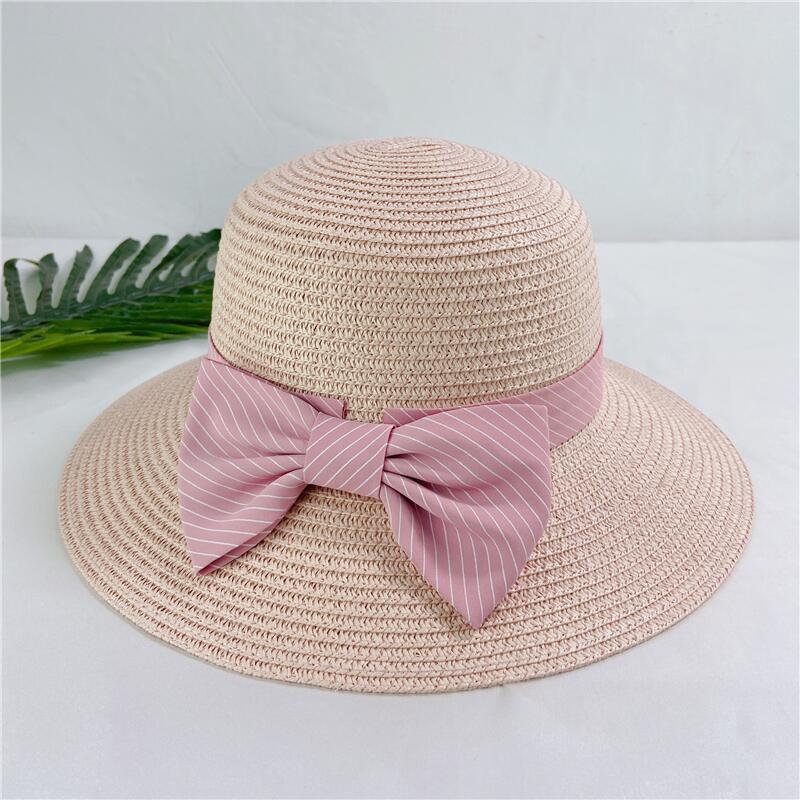 Straw hat lady summer bow seaside summer versatile sun hat breathable hat beach hat