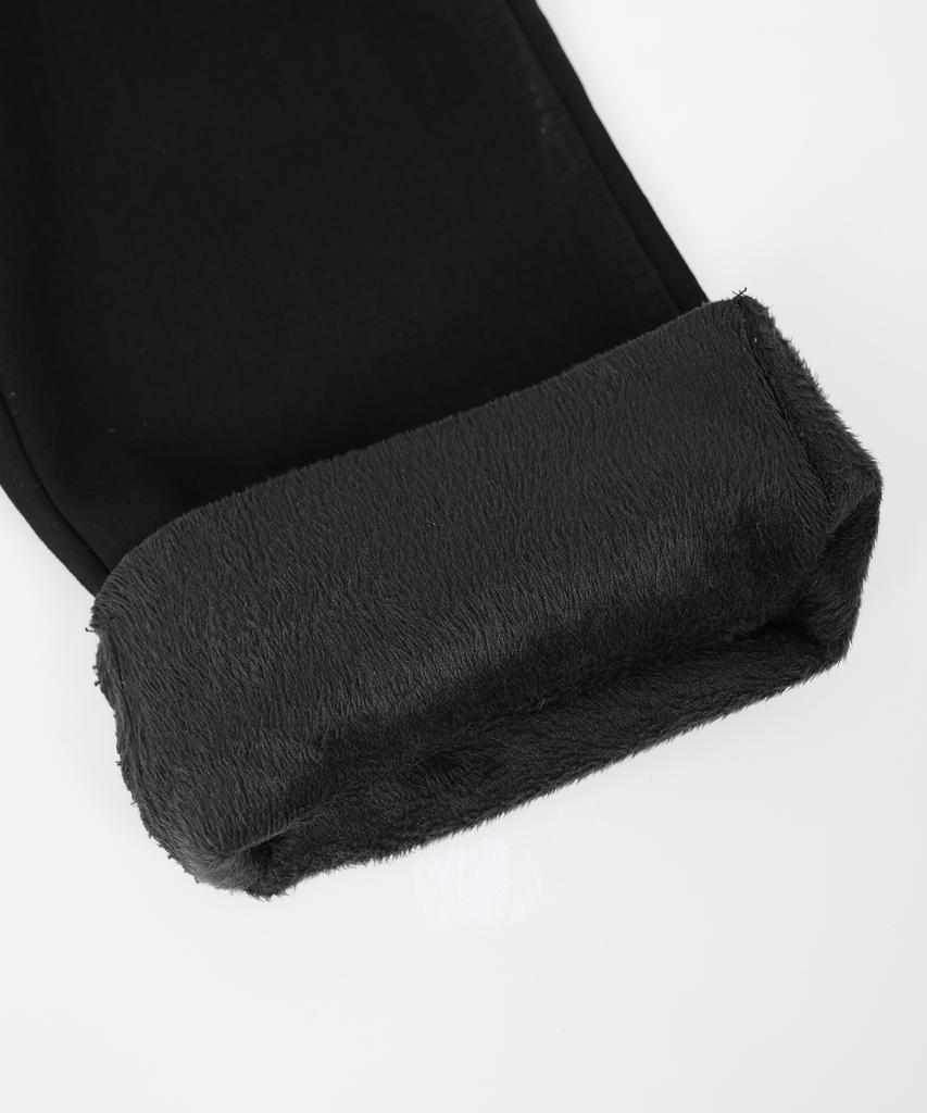 Jikeulib Bonded Brushed Cut Hem Black Straight Cotton Pants