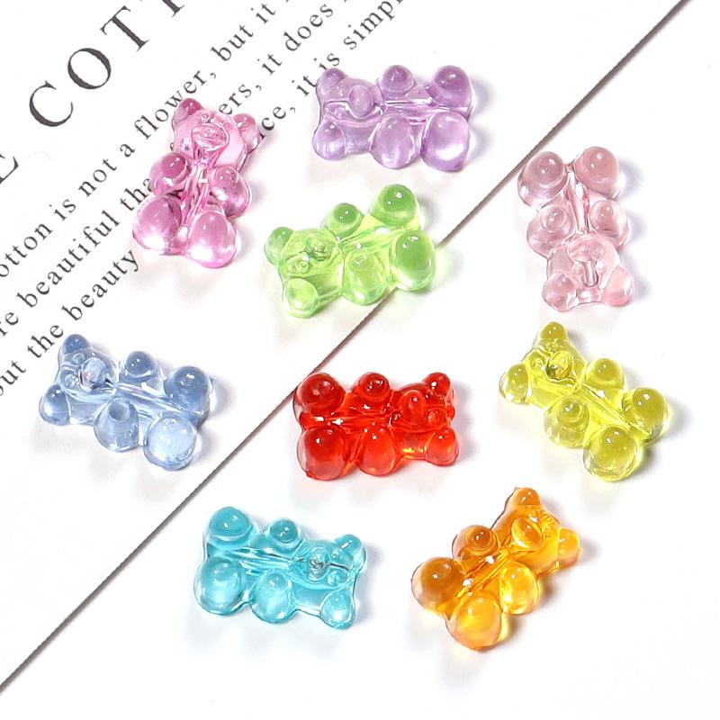 50pcs/Lot Colorful Acrylic Gummy Bear Pendant Cartoon Colorful Animal Necklace For DIY Women&Girl Fashion Daily Jewelry Gifts