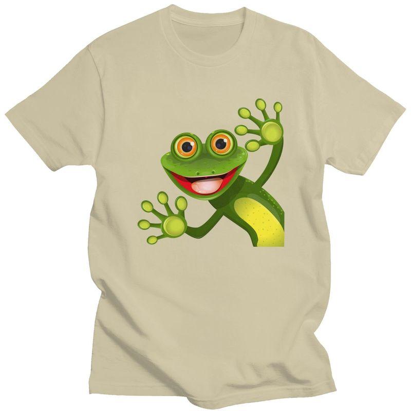 Custom Happy Frog T Shirts for Men Pure Cotton Tees Tshirt Short Sleeve Casual Tshirt Clothing