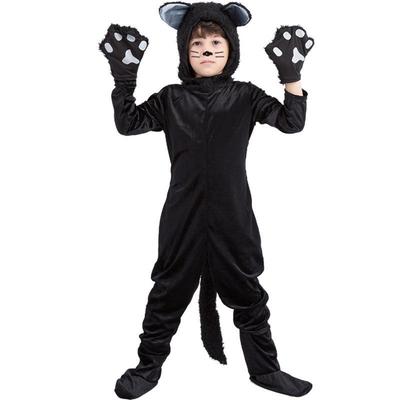 Kids' Black Cat Masquerade Costume - Halloween Animal Cosplay for Boys, Perfect for Stage Performances and Dress-Up Events