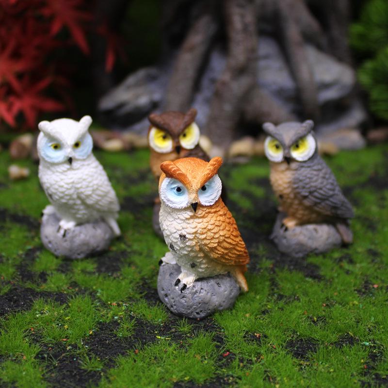 Artisanat en Résine Hibou de Simulation: Ornements de Jardin Micro Paysage