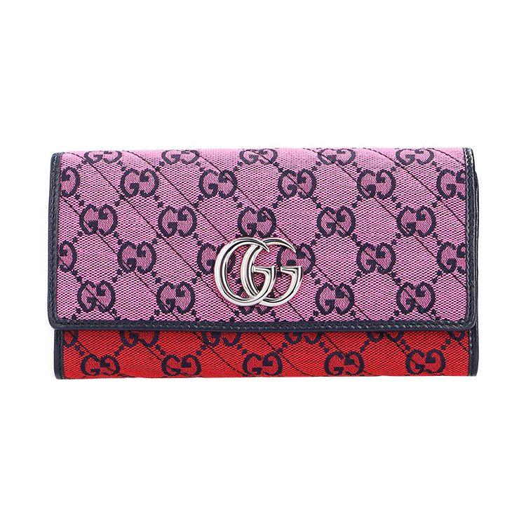 

Gucci GG Marmont Multicolor Logo Pattern Color Block Wallet Women wallet Pink Red 443436-2UZFN-5282 Shopping Bag Set(Basic Set+Shopping Bag)
