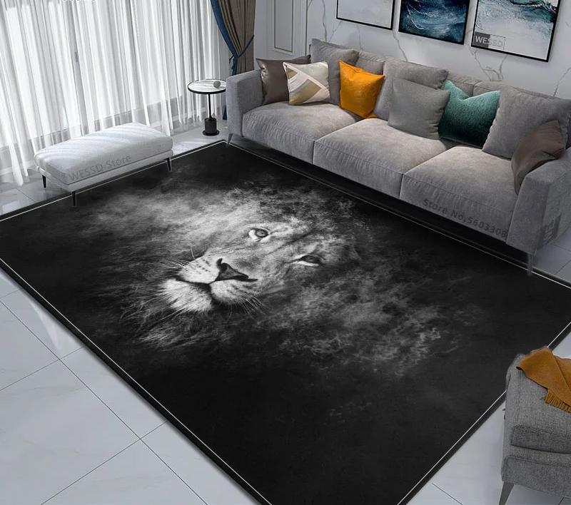 3D Animal Lion Printed Carpet Creative Door Floor Mat Soft Doormat Non-slip Floor Mat Living Room Rug Home Decoration Washable
