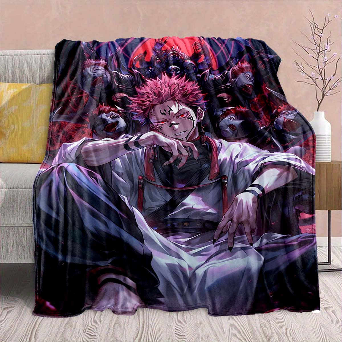 

Jujutsu Kaisen Anime Flannel Blanket - Soft Warm Perfect for Sofa, Bedding Camping Travel Office Home Decor 75x90cm