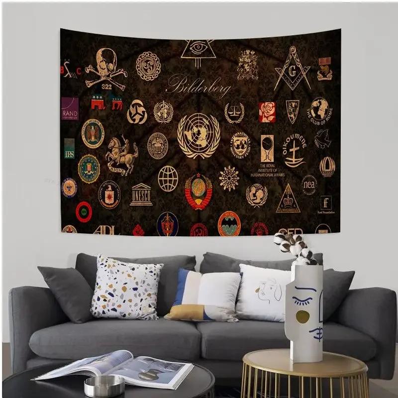Masonic Freemason Illuminati Printed Large Wall Tapestry Japanese Wall Tapestry Anime Art Home Decor