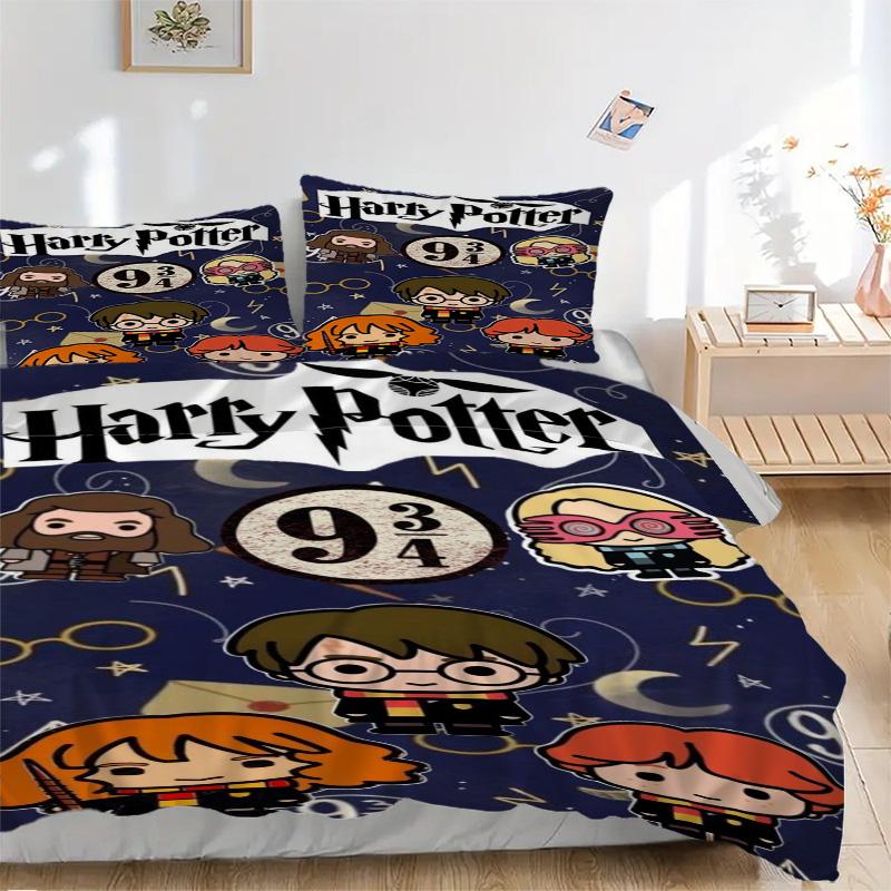 Chibi Harry Potter Characters Print 3Pcs Bedding Setduvet Cover With 2 Bedropillowcase Home Birthday Gift